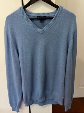 Brooks Brothers Light Blue V‑Neck Supima Cotton Sweater